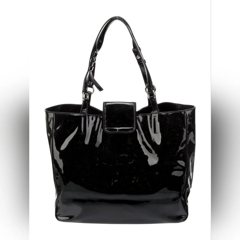Salvatore Ferragamo Patent Leather Black Tote Medium Authentic - Picture 2 of 10